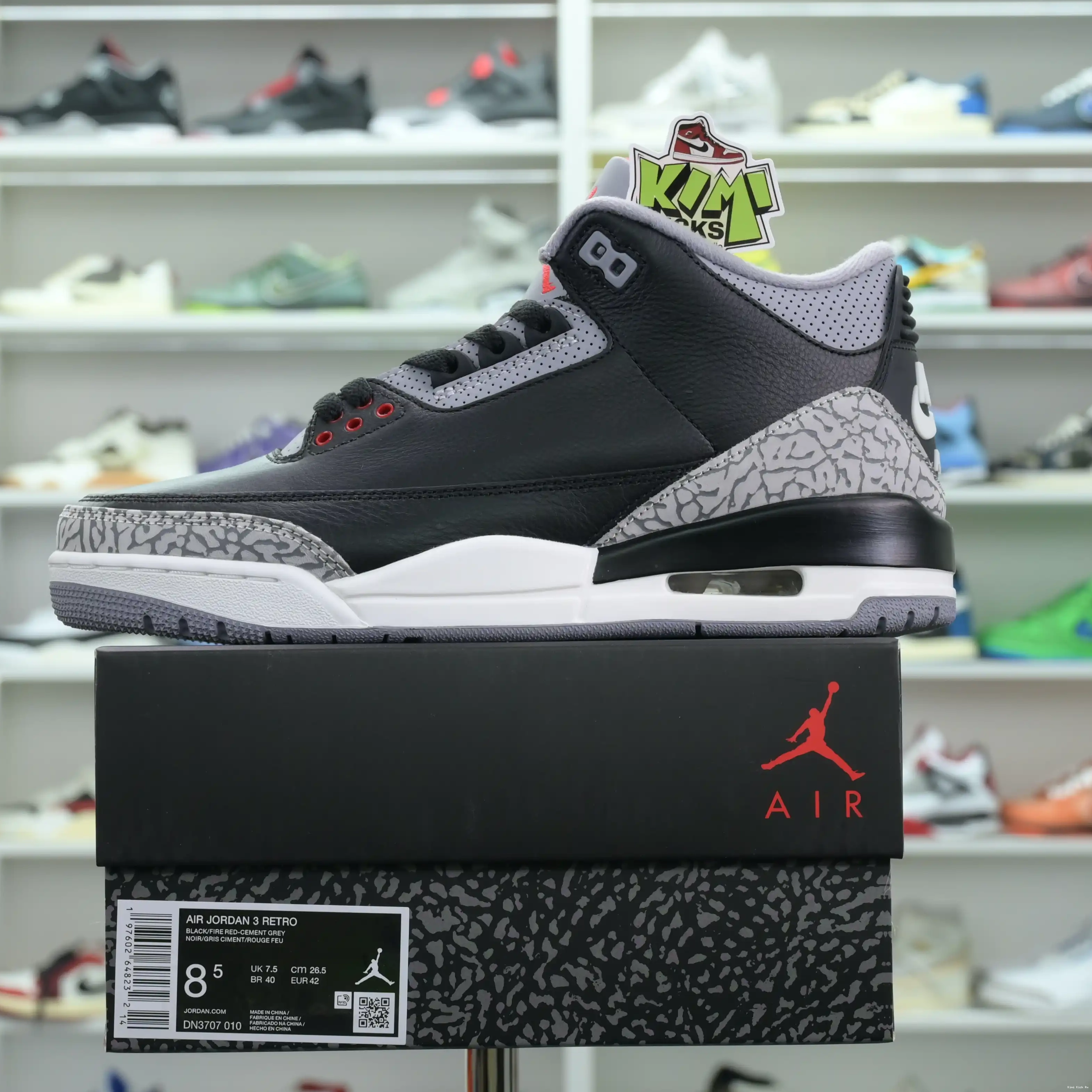 Kimikick Jordan Cement Air 3“Black Reimagined” 0824